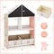 Playhouse Kids Bookshelf with Chalkboard and Whiteboard for 3-6 Years-Gray